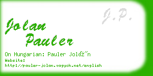 jolan pauler business card